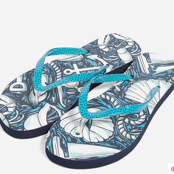 NWT Vera Bradley Flip Flops - Shore Enough - Women's Large Sz 9/10 Shells Beach - Picture 12 of 13